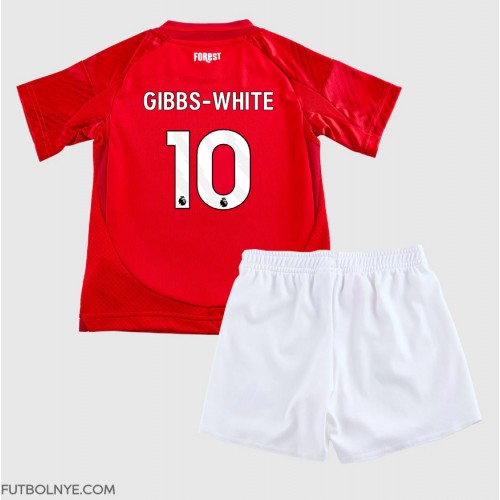 Camiseta Nottingham Forest Morgan Gibbs-White #10 Primera Equipación para niños 2024-25 manga corta (+ pantalones cortos)